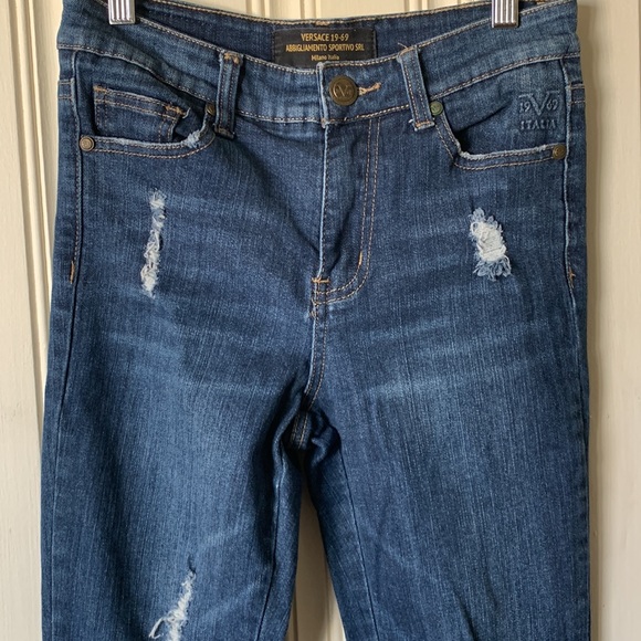 Versace Distressed Skinny Jeans Size 26 - Picture 3 of 12